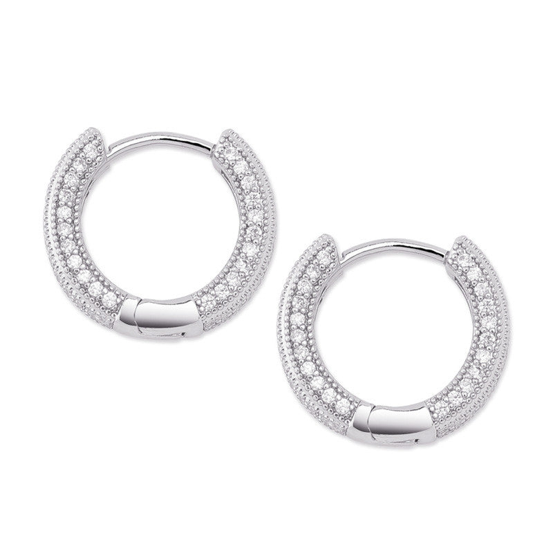 Dainty Pavé Zirconia Huggie Hoop Earrings