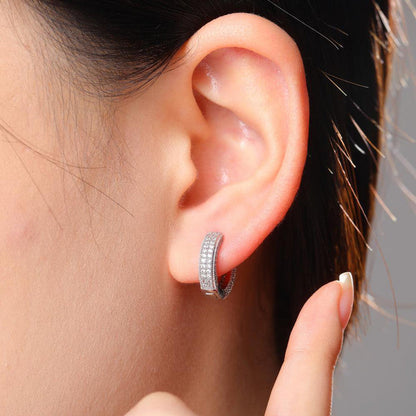 Dainty Pavé Zirconia Huggie Hoop Earrings