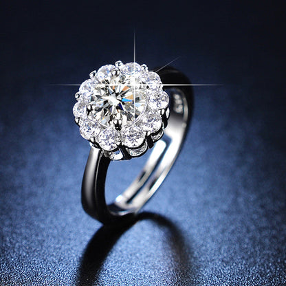 The "Eternal Bloom" Halo Moissanite-Style Ring | Premium Anti-Tarnish Silver | Adjustable Luxury Engagement RingRadiance that lasts a lifetime. 💎✨ Step into the spotlight with our Eternal Bloom Halo Ring.
