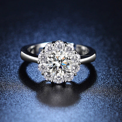 The "Eternal Bloom" Halo Moissanite-Style Ring | Premium Anti-Tarnish Silver | Adjustable Luxury Engagement RingRadiance that lasts a lifetime. 💎✨ Step into the spotlight with our Eternal Bloom Halo Ring.