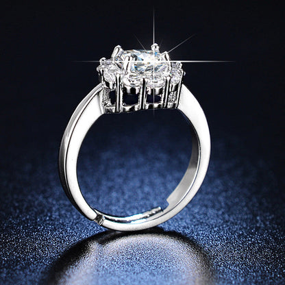 The "Eternal Bloom" Halo Moissanite-Style Ring | Premium Anti-Tarnish Silver | Adjustable Luxury Engagement RingRadiance that lasts a lifetime. 💎✨ Step into the spotlight with our Eternal Bloom Halo Ring.